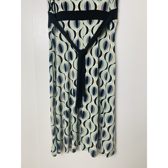 Dressbarn A-Line Dress Women's Size 4 Multicolor Geometric Tie Waist V Neck - Picture 11 of 13